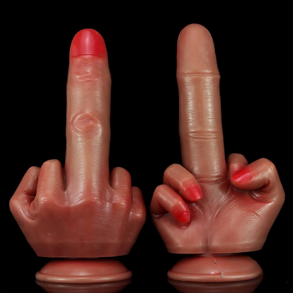8.74in New Style Makeup 3D Printed Real Feeling Finger Dildo Sex Toy