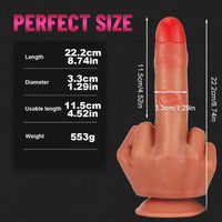 8.74in New Style Makeup 3D Printed Real Feeling Finger Dildo Sex Toy