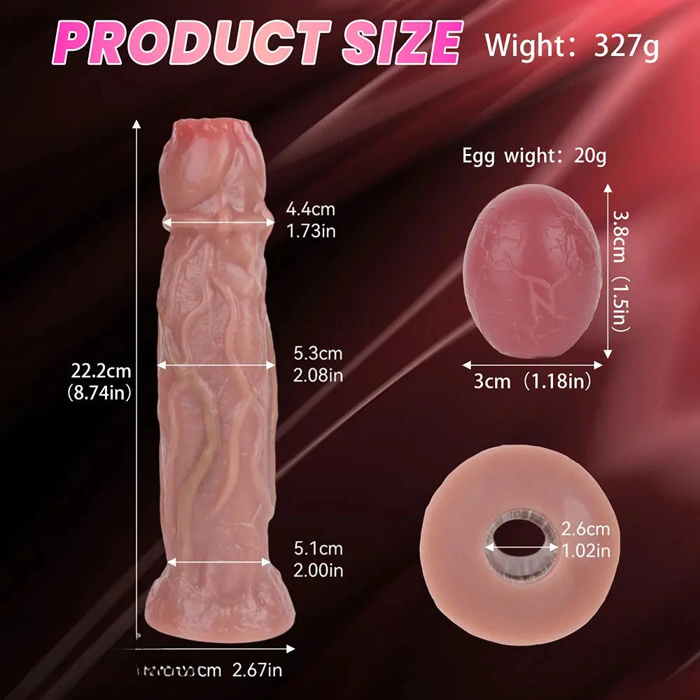 8.74in Silicone Odd Soft Big Egg Laying Dildo For Anal Sex Love Toy