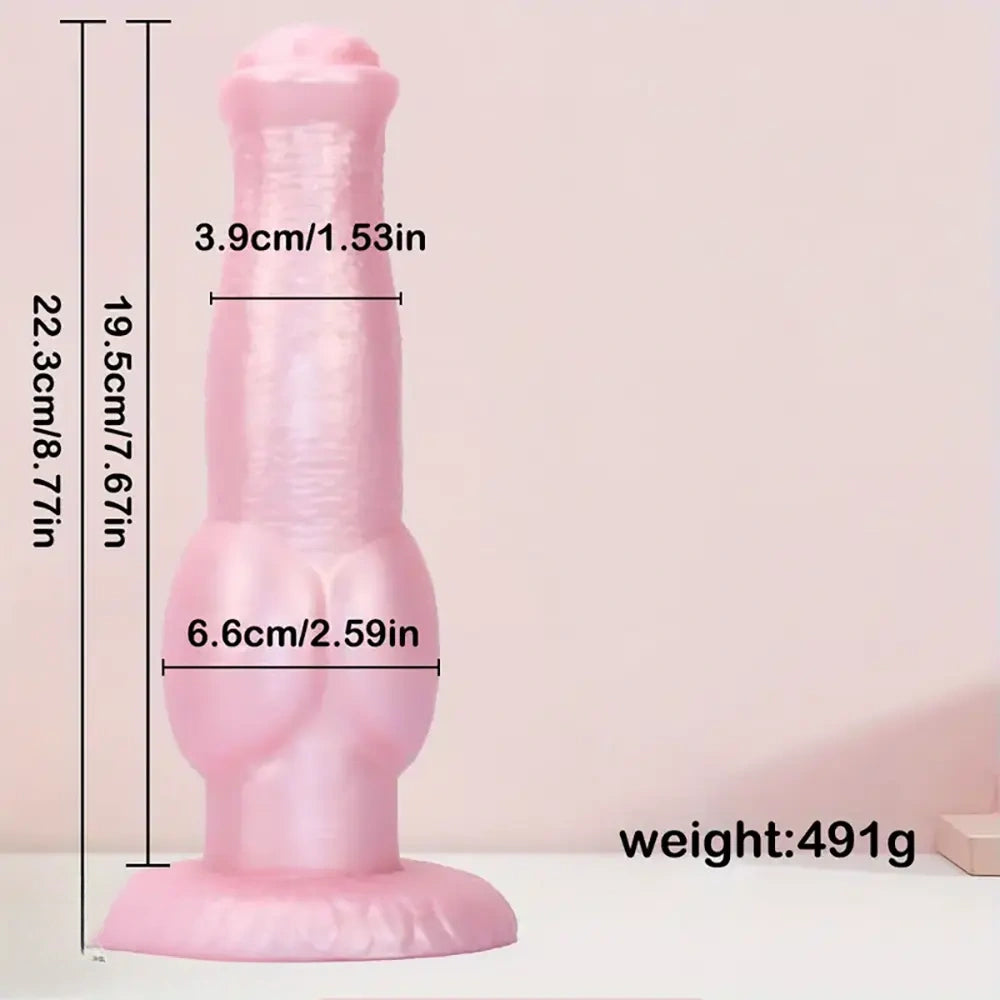 8.77in Soft Silicone Dog Knot Odd Design For Women Animal Dildo