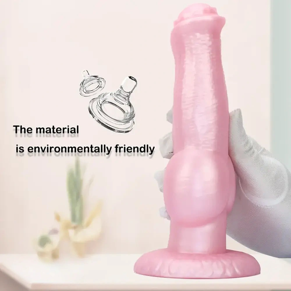 8.77in Soft Silicone Dog Knot Odd Design For Women Animal Dildo