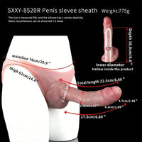 8.78in Unisex Pure Silicone Soft Skin-Friendly Stretchable Hollow Dildo Panty
