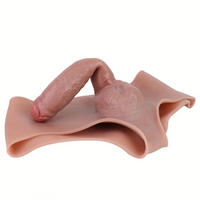 8.78in Unisex Pure Silicone Soft Skin-Friendly Stretchable Hollow Dildo Panty