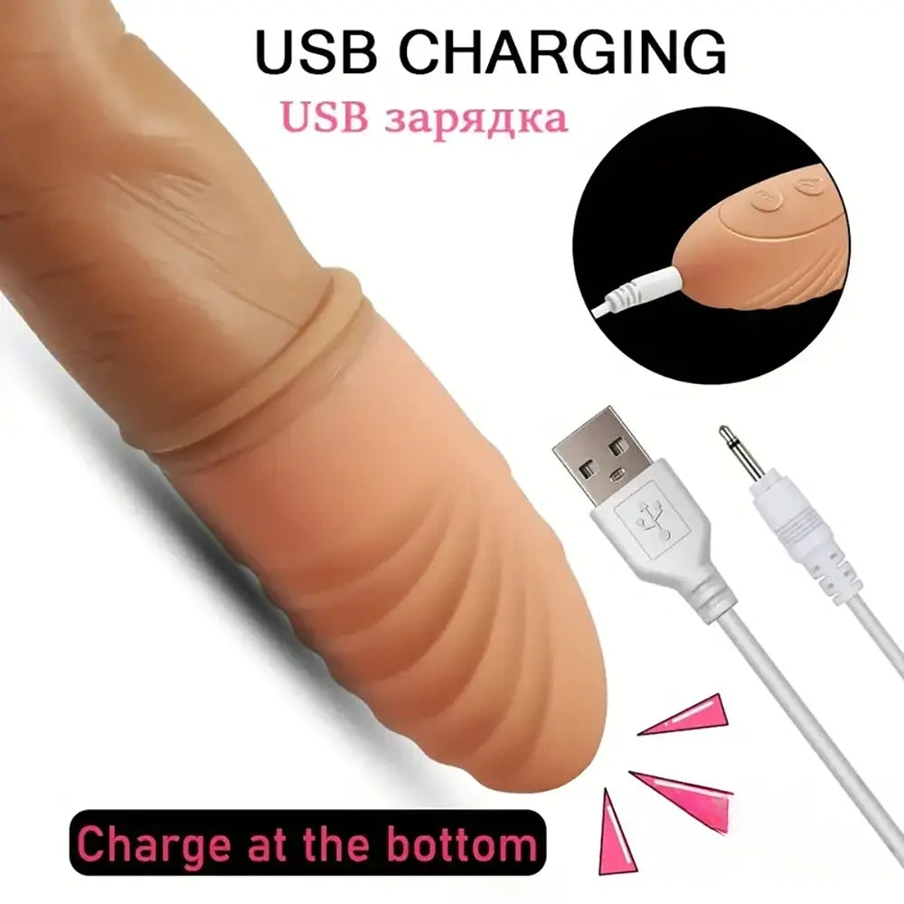 8.78in Vibrating Heating Finger Big Automatic Dildo For G Spot Sex