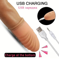 8.78in Vibrating Heating Finger Big Automatic Dildo For G Spot Sex