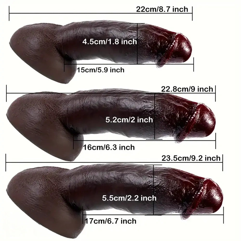 8.7in 9in 9.2in Realistic Silicone Soft Big Ebony Dildo For Women Men