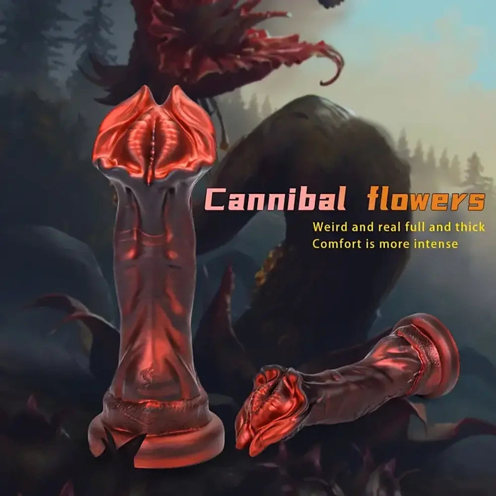 8.7in Cannibal Flower Soft Flexible Silicone Anal Plug Dildo Lifelike Texture