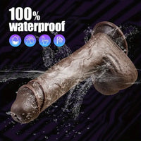 8.7in Ebony 4in1 Heating Thrusting Vibrating Rotation Remote Dildo