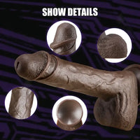 8.7in Ebony 4in1 Heating Thrusting Vibrating Rotation Remote Dildo