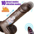8.7in Ebony 4in1 Heating Thrusting Vibrating Rotation Remote Dildo