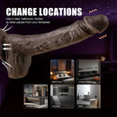 8.7in Ebony 4in1 Heating Thrusting Vibrating Rotation Remote Dildo
