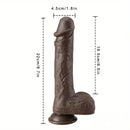 8.7in Ebony 4in1 Heating Thrusting Vibrating Rotation Remote Dildo