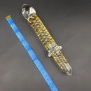 8.7in Golden Pattern Glass Dildo With Handle Sex Toy For Couples