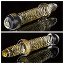 8.7in Golden Pattern Glass Dildo With Handle Sex Toy For Couples