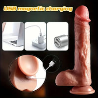 8.7in Remote Vibrating Thrusting Heating Soft Liquid Silicone Dildo Vibrator