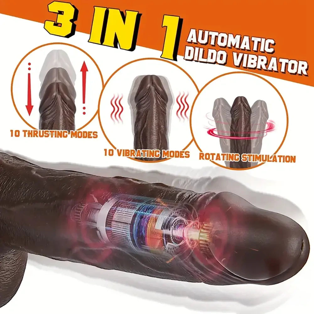 8.7in Silicone 4in1 Heating Thrusting Vibrating Rotation Remote Dildo