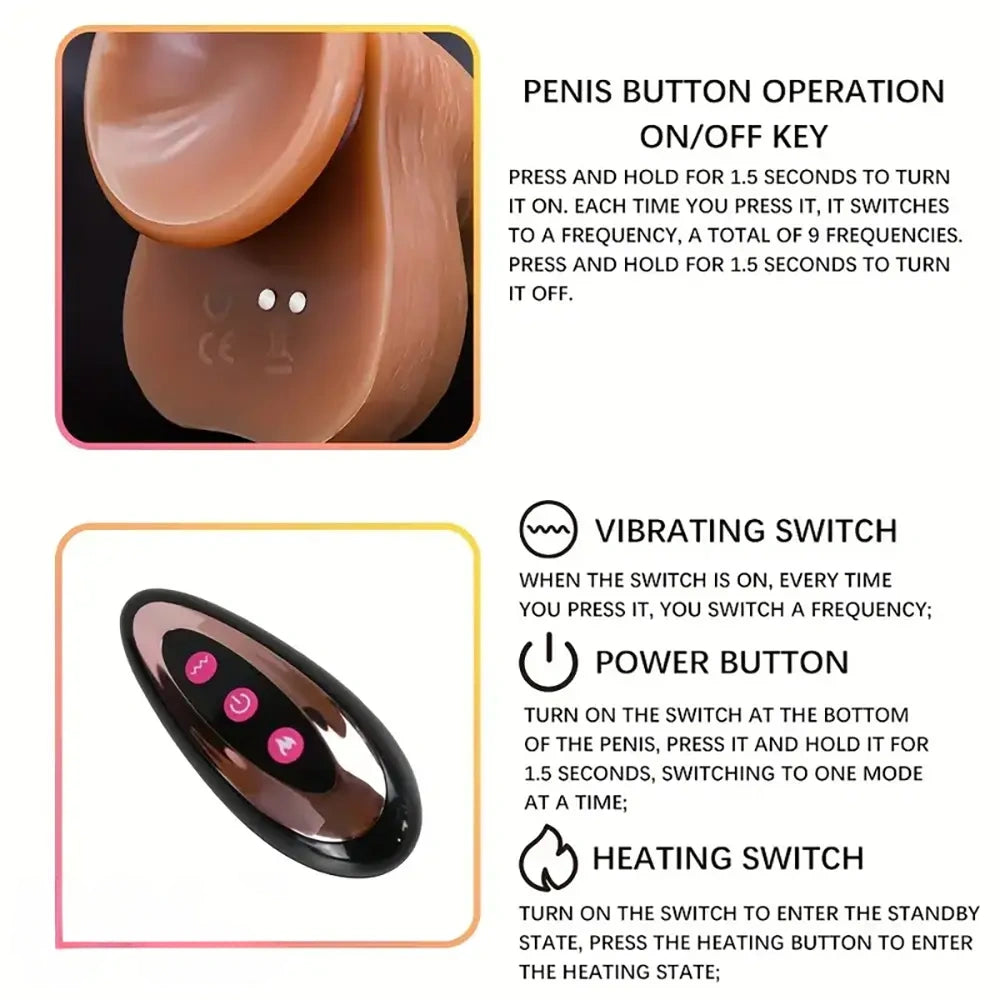 8.7in Silicone Soft Animal Big Horse Heating Thrusting Vibrating Dildo