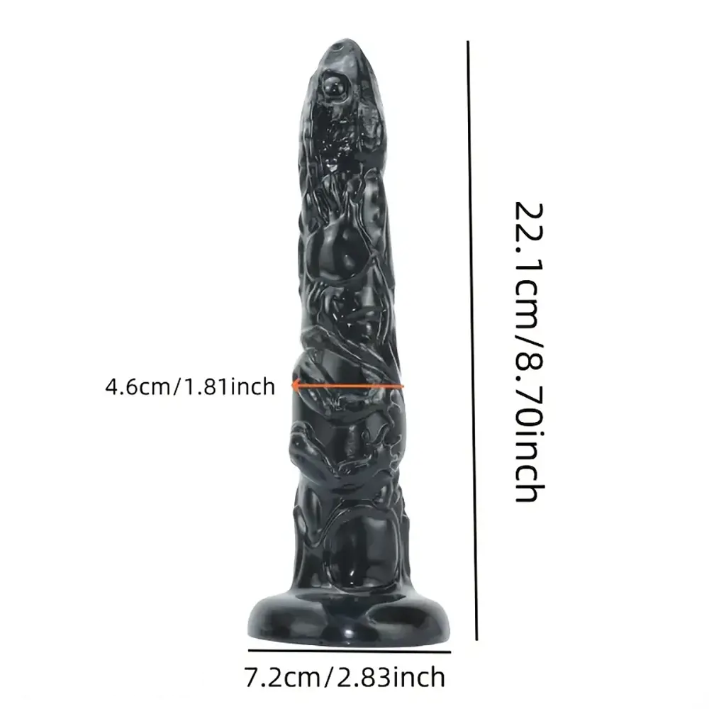 8.7in Snake Black Animal PVC Big Dildo Suitable For Women Couples