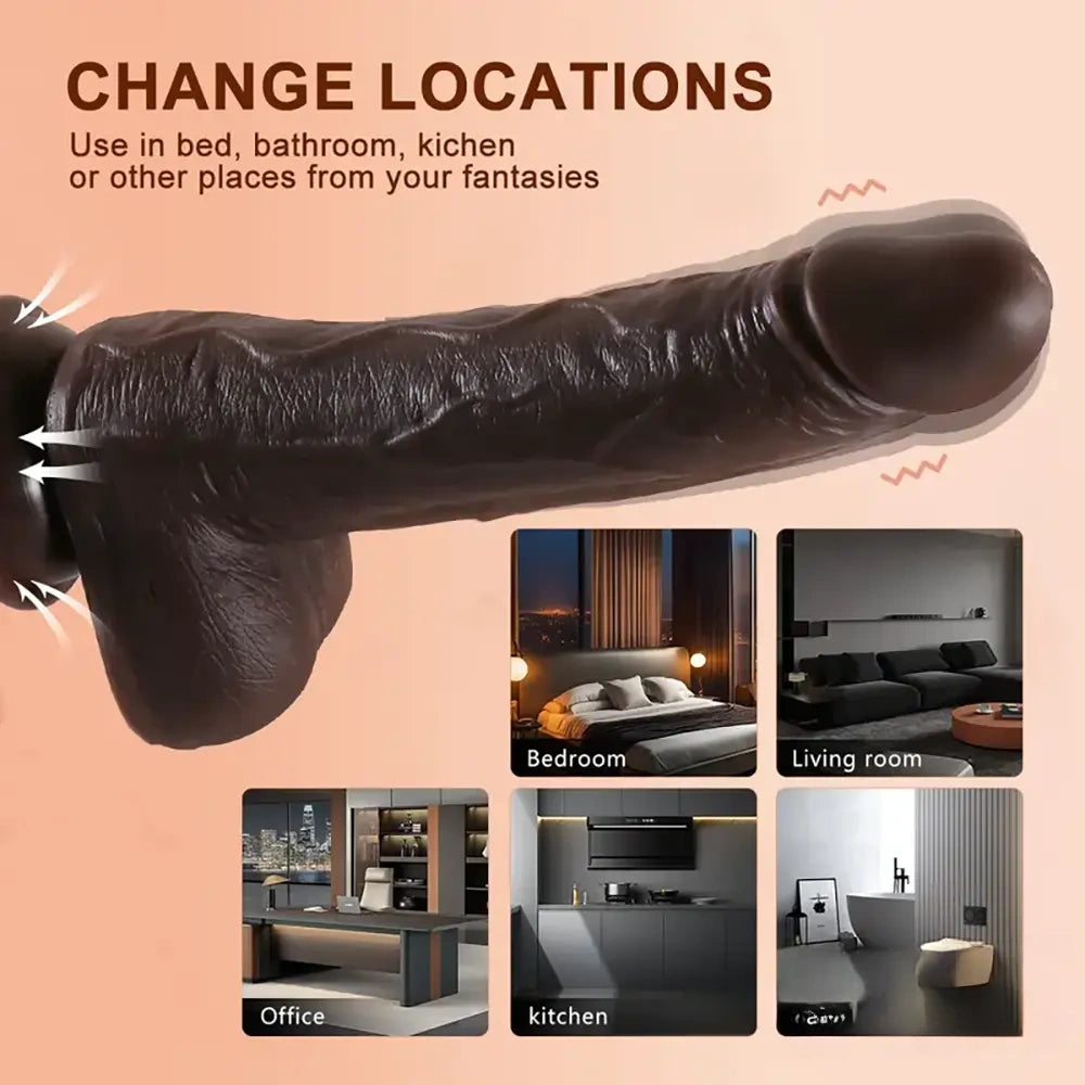 8.7in Soft Big Silicone Thrusting Rotating Heating Remote Dildo