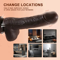 8.7in Soft Big Silicone Thrusting Rotating Heating Remote Dildo