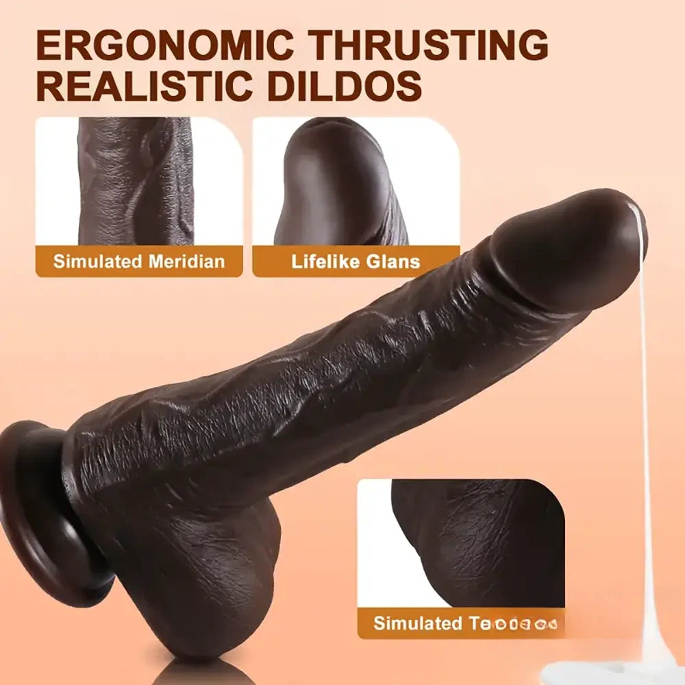8.7in Soft Big Silicone Thrusting Rotating Heating Remote Dildo