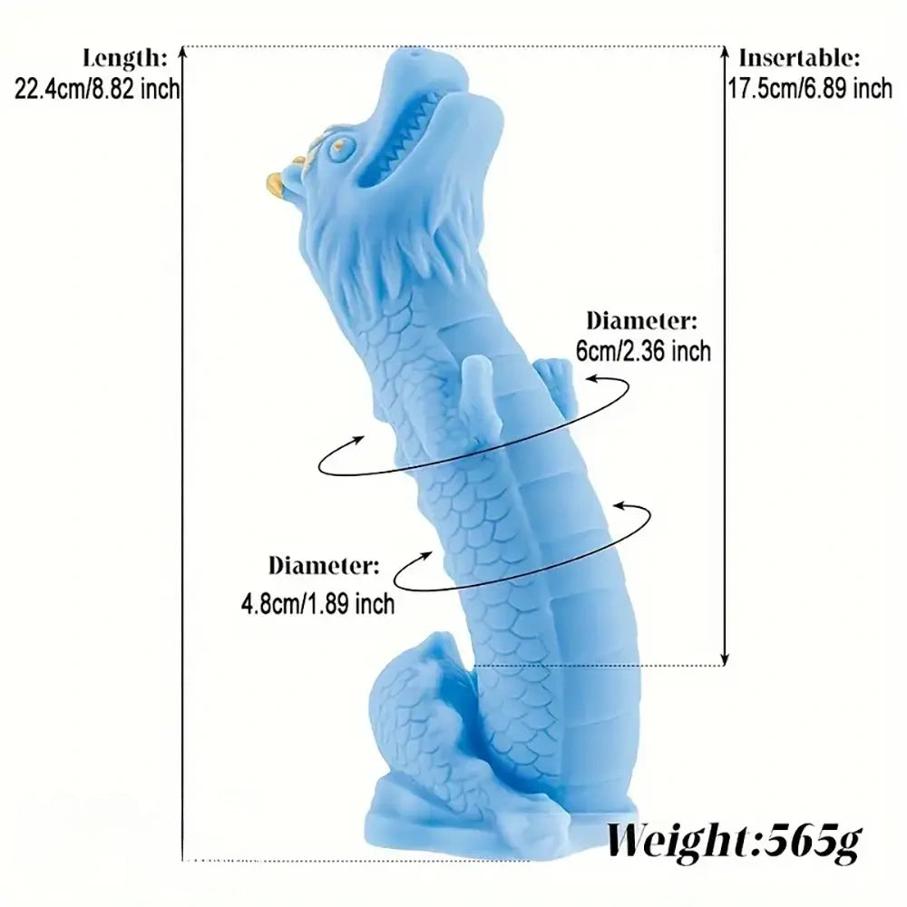 8.82in Blue Dragon Silicone Dildo Realistic Textured Adult Toy For Pleasure
