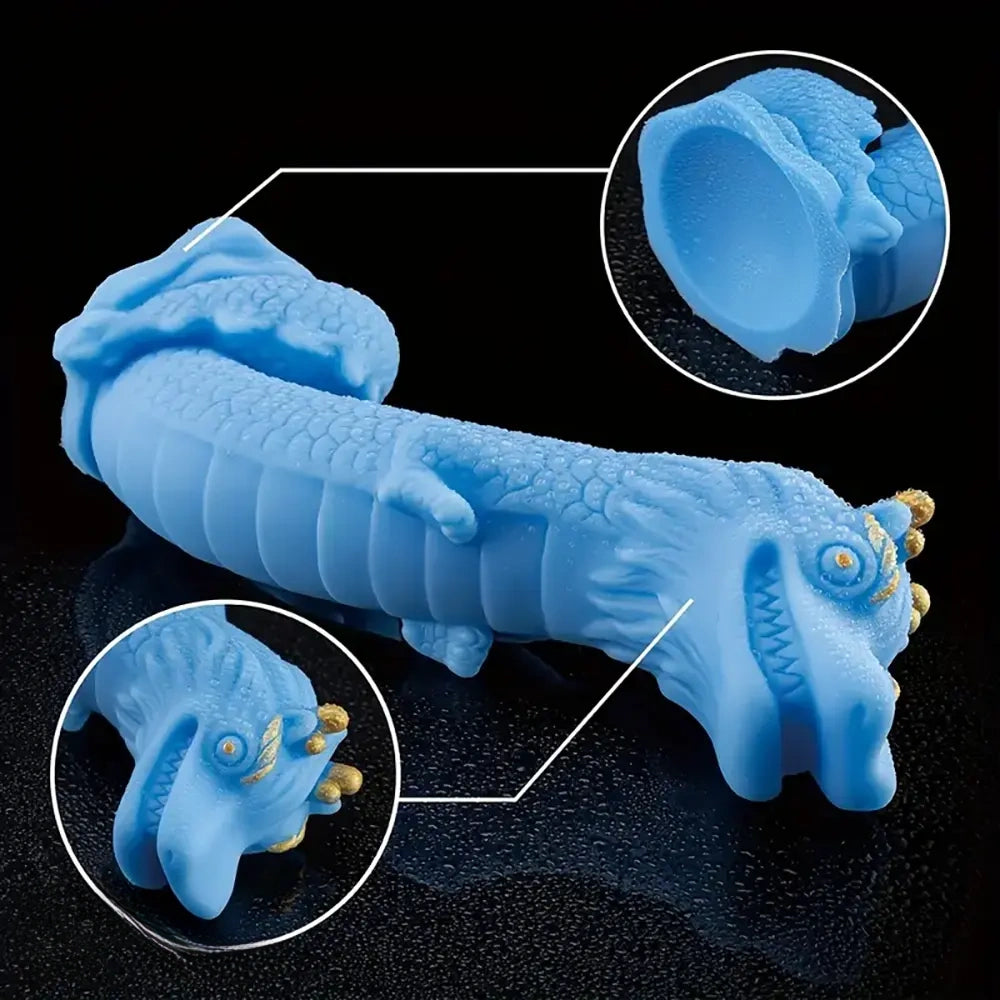 8.82in Blue Dragon Silicone Dildo Realistic Textured Adult Toy For Pleasure