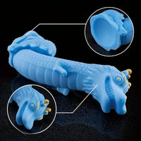 8.82in Blue Dragon Silicone Dildo Realistic Textured Adult Toy For Pleasure