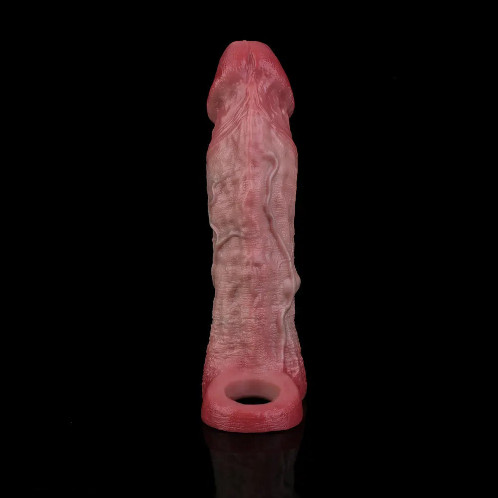 8.82in Blue Veins Hollow Dildo Cock Sleeve With Cock Ring For Vagina Sex
