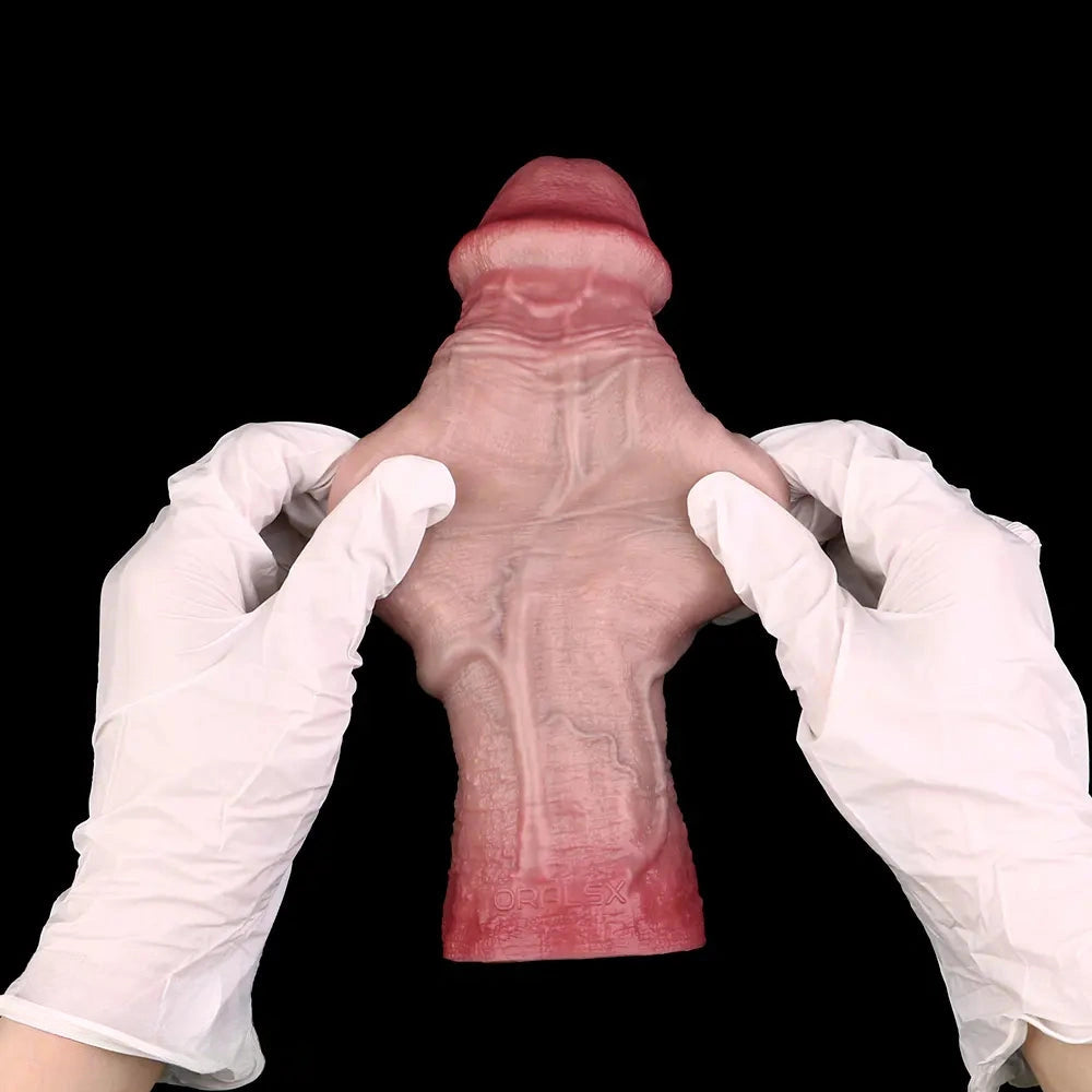 8.82in Blue Veins Hollow Dildo Cock Sleeve With Cock Ring For Vagina Sex