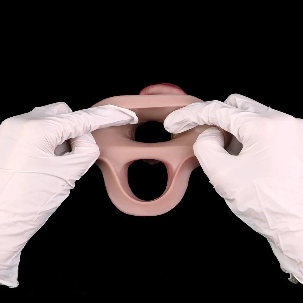 8.82in Blue Veins Hollow Dildo Cock Sleeve With Cock Ring For Vagina Sex