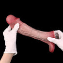 8.82in Blue Veins Hollow Dildo Cock Sleeve With Cock Ring For Vagina Sex