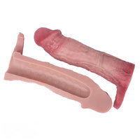 8.82in Blue Veins Hollow Dildo Cock Sleeve With Cock Ring For Vagina Sex