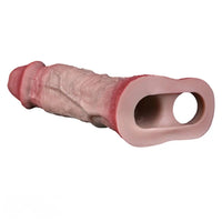 8.82in Blue Veins Hollow Dildo Cock Sleeve With Cock Ring For Vagina Sex