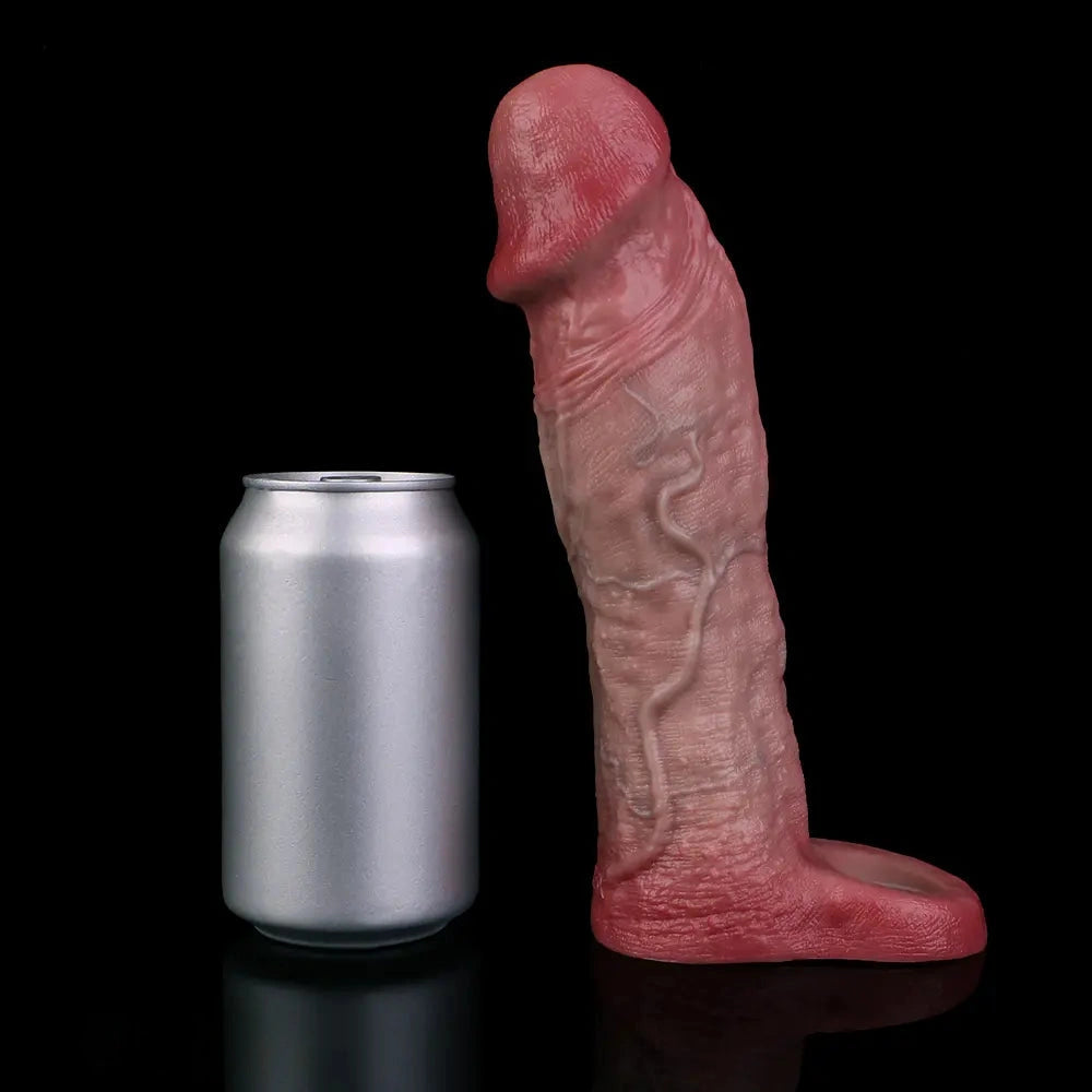8.82in Blue Veins Hollow Dildo Cock Sleeve With Cock Ring For Vagina Sex