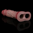 8.82in Blue Veins Hollow Dildo Cock Sleeve With Cock Ring For Vagina Sex