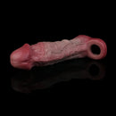8.82in Blue Veins Hollow Dildo Cock Sleeve With Cock Ring For Vagina Sex