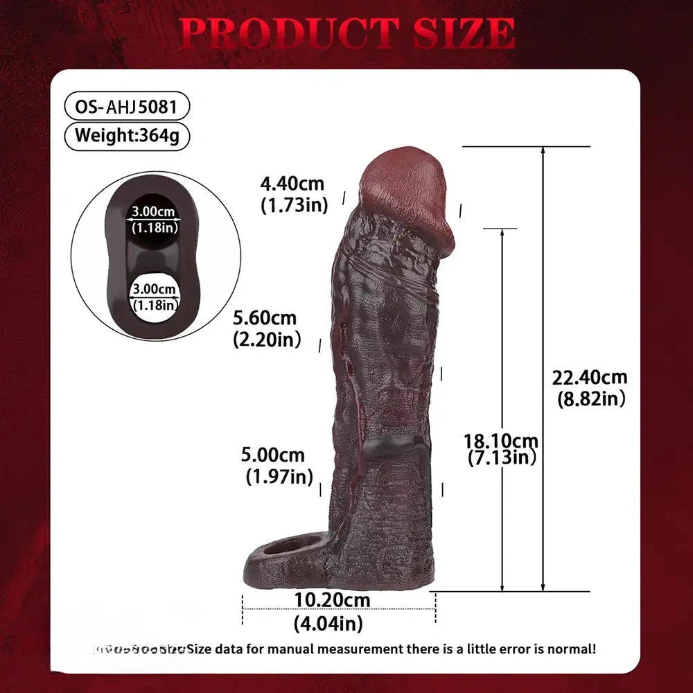 8.82in Super Soft Silicone Realistic Textured Reusable Erotica Dildo Sleeve
