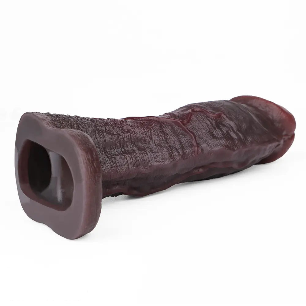 8.82in Super Soft Silicone Realistic Textured Reusable Erotica Dildo Sleeve