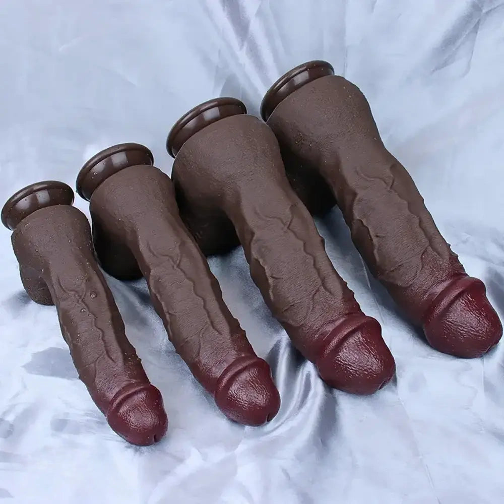 8.85in 10in 10.8in 11.8in Realistic Skin Double Layer Large Silicone Dildo