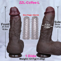 8.85in 10in 10.8in 11.8in Realistic Skin Double Layer Large Silicone Dildo