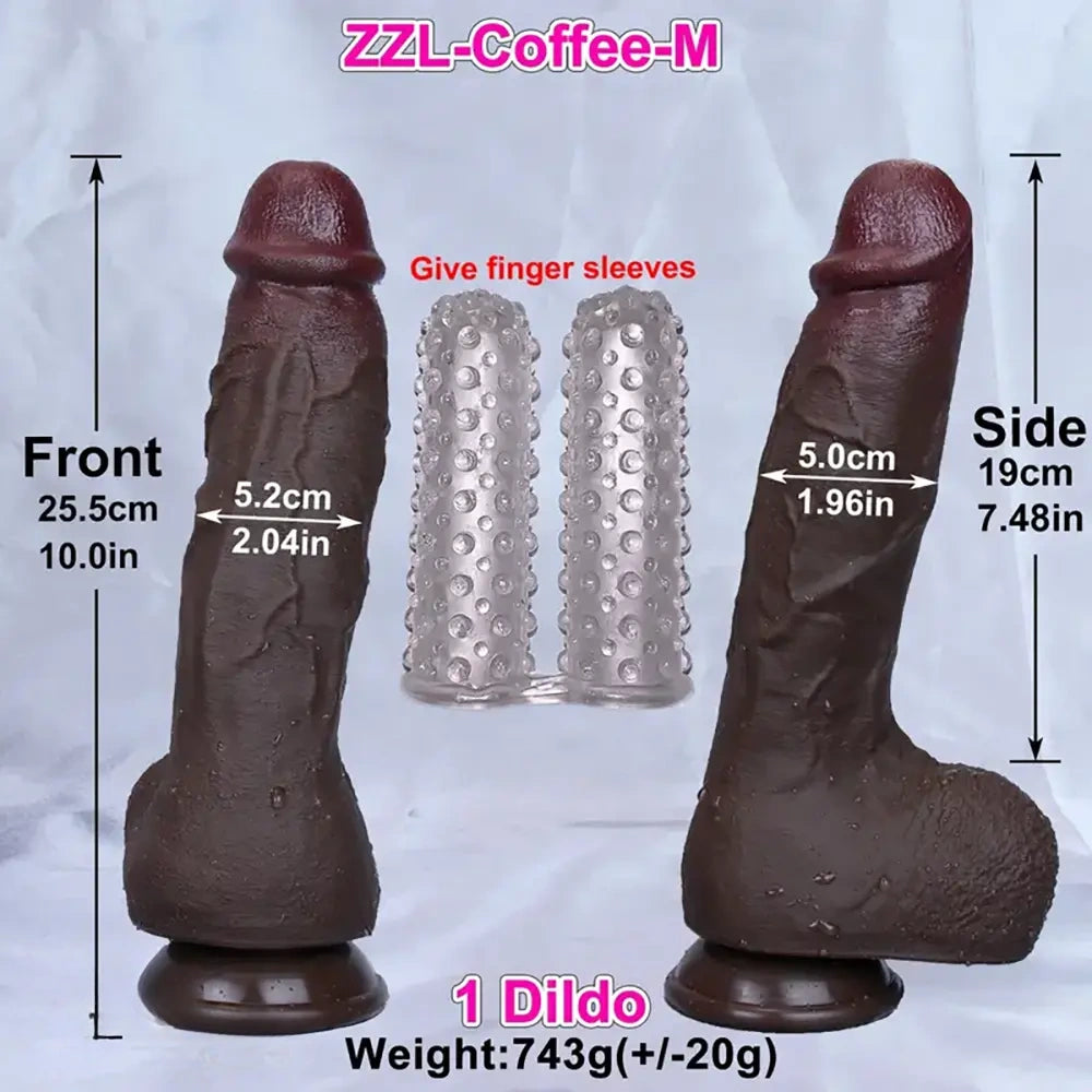 8.85in 10in 10.8in 11.8in Realistic Skin Double Layer Large Silicone Dildo