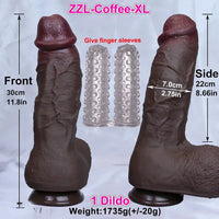 8.85in 10in 10.8in 11.8in Realistic Skin Double Layer Large Silicone Dildo