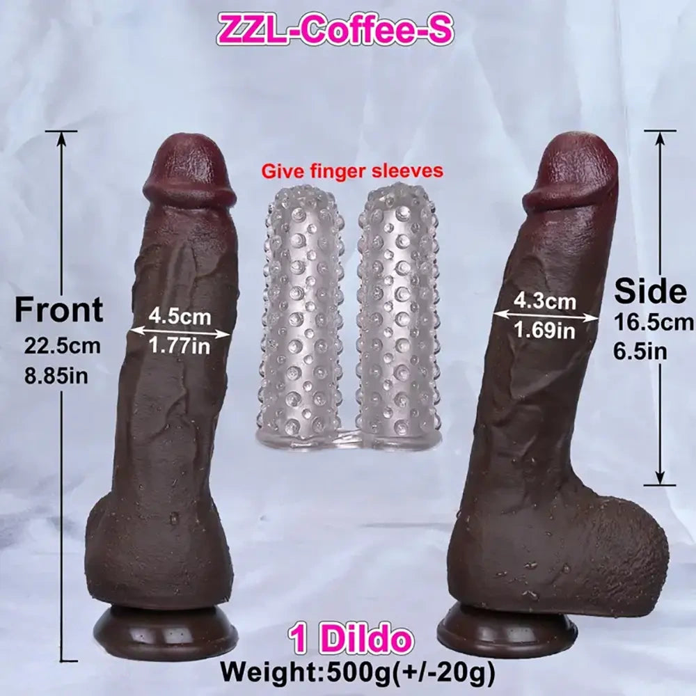 8.85in 10in 10.8in 11.8in Realistic Skin Double Layer Large Silicone Dildo