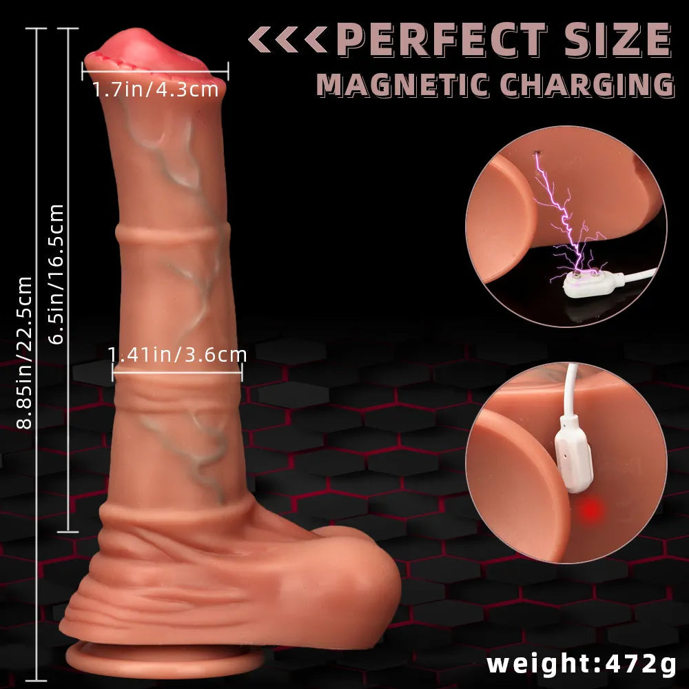 8.85in 4in1 Heating Thrusting Vibrating Rotation Remote Horse Cock Dildo