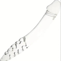 8.85in 9.05in Pink Glass Double Penetration Dildo With Textured Ridges