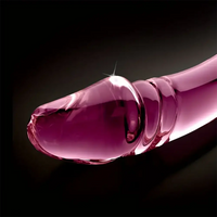 8.85in 9.05in Pink Glass Double Penetration Dildo With Textured Ridges