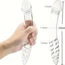 8.85in 9.05in Pink Glass Double Penetration Dildo With Textured Ridges