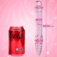 8.85in 9.05in Pink Glass Double Penetration Dildo With Textured Ridges