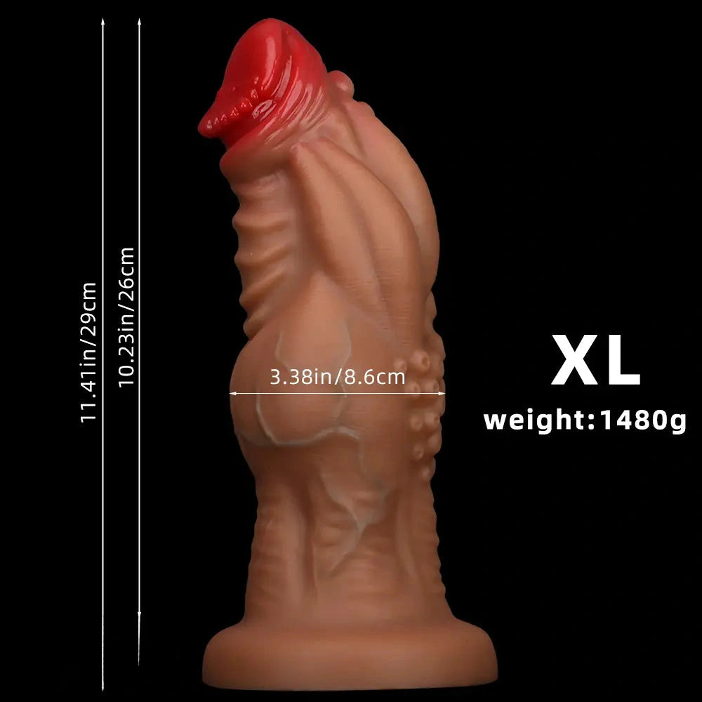 8.85in 9.64in 10.23in 11.41in 12.59in Odd-shaped Large Silicone Penis Dildo